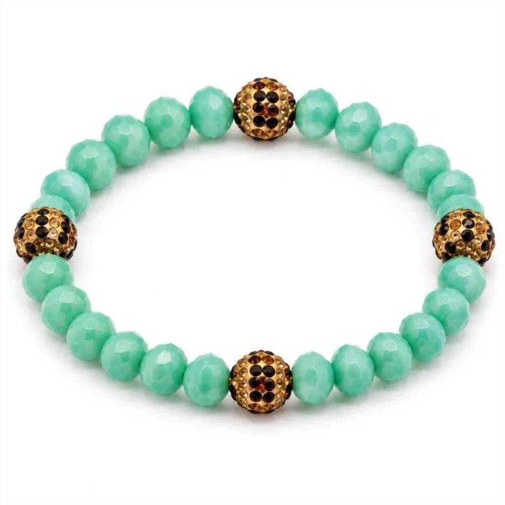 NEW SPARKLY SOUTH WHOLESALE women's crystal leopard accent stretch bracelet in g